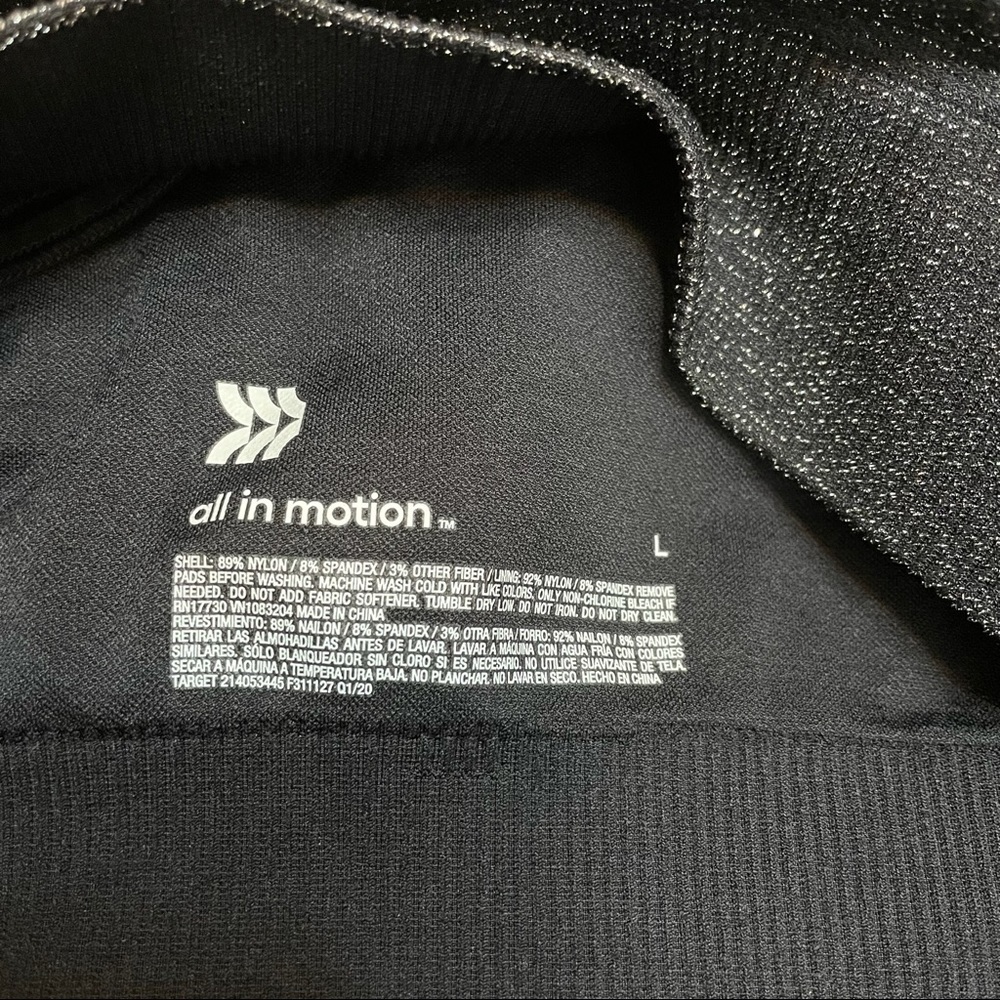All In Motion Black Razor Back Sports Bra Metallic - Picture 2 of 3